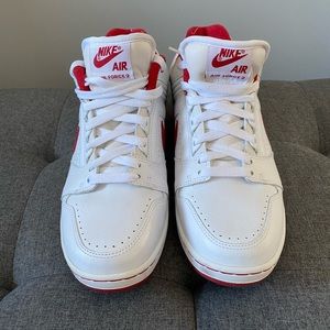 Nike Air Force 2 White leather, red logo. Mens